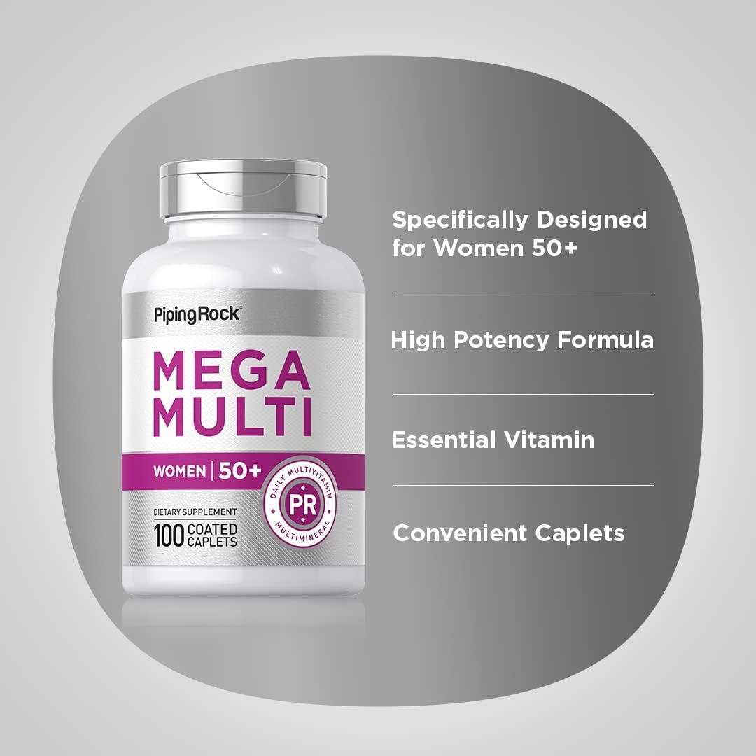 Piping Rock Multivitamin for Women 50 Plus - 100 Coated Caplets - görsel 4