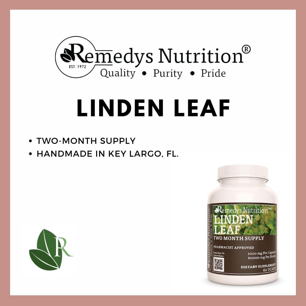 Linden Leaf & Flowers | 1,000 mg, 60 Vegan Capsules Herbal Food Supplement | Two Month Supply - görsel 3