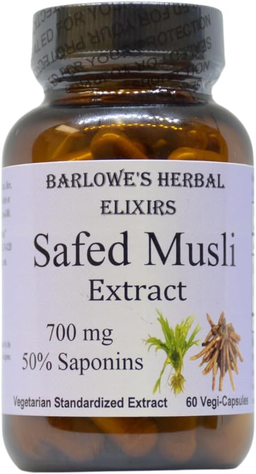 Barlowe's Herbal Elixirs Safed Musli | Chlorophytum borivilianum Extract | 700 mg Per Capsule | 60 Vegetarian Capsules - görsel 1