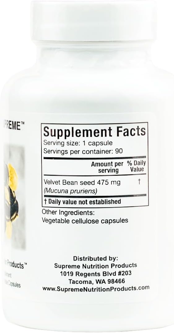 Supreme Nutrition Mucuna Supreme, 90 Pure Velvet Bean Seed Vegetarian Capsules (Pack of 2) - görsel 3