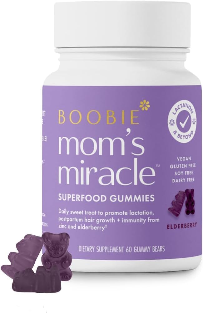 Boobie Bears Lactation Support Gummies | Breastfeeding Supplement with Zinc & Elderberry, 60 Gummies - görsel 1