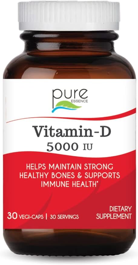 Pure Essence Labs Vitamin D3 5000 IU – 30 Vegetarian Capsules - görsel 1