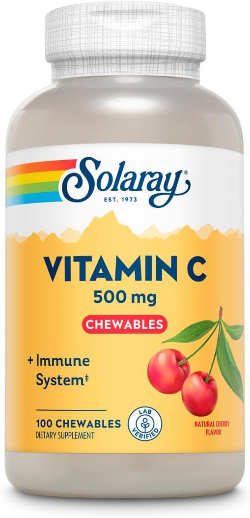 SOLARAY Vitamin C 500 mg Chewable - Natural Cherry Flavour - 100 Tablets - görsel 1