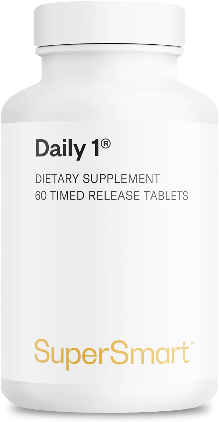 Supersmart - Daily 1® Timed Release - Multivitamin for Women and Men - with BioPQQ, Vitamins A, B, C, D, E, Biotin, Quercetin and Fisetin - Non-GM and Gluten-free - 60 Tablets - görsel 1