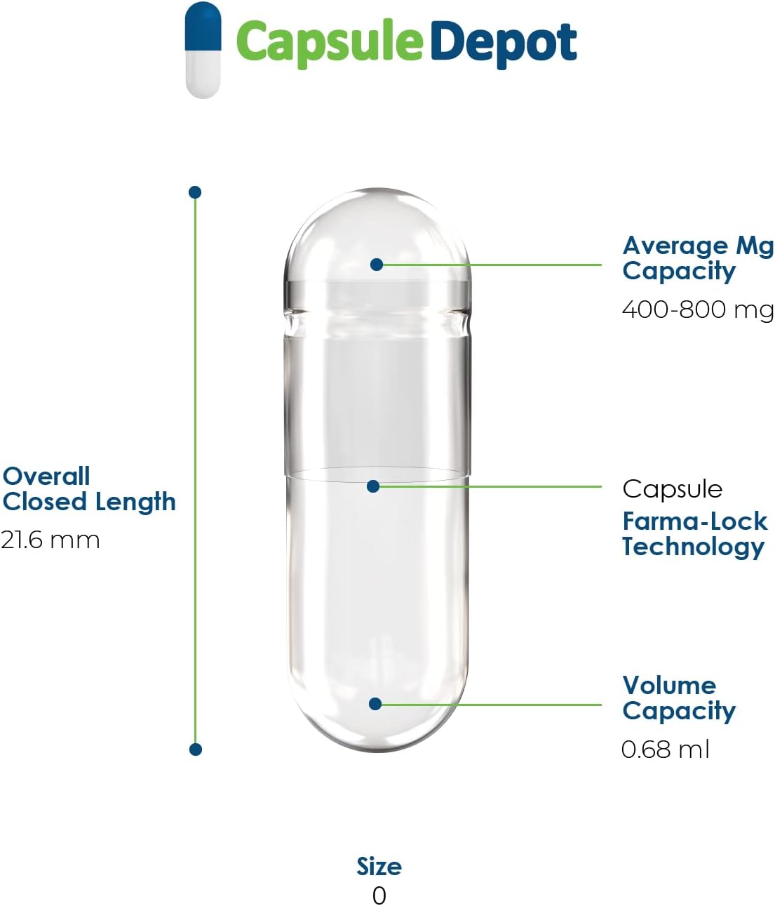 Capsule Depot Clear Size 0 Empty Vegan Capsules - 1000 Capsules - görsel 2