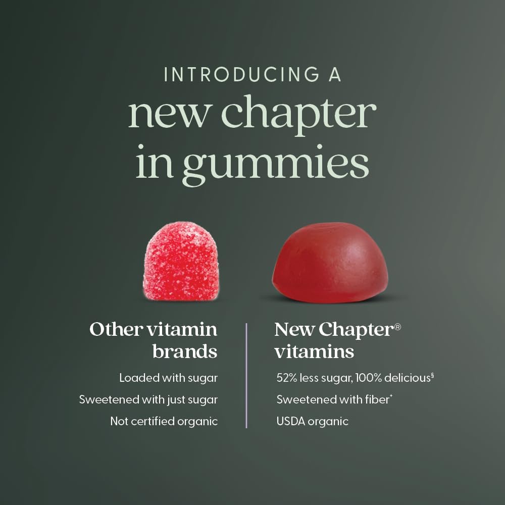 New Chapter Organic Vitamin D3+ Gummies – 52% Less Sugar, 1,000 IU, Mixed Berry, 60 Gummies - görsel 5