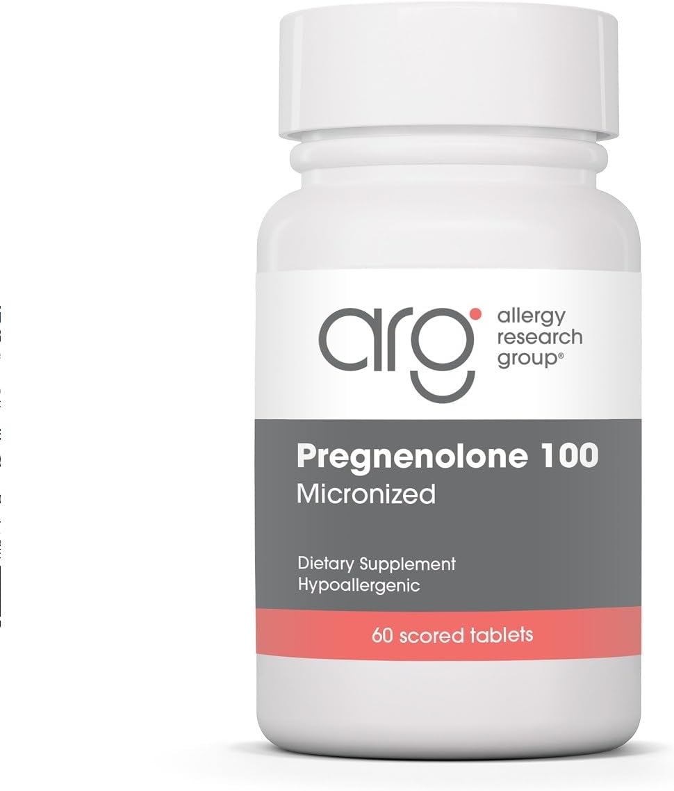 Allergy Research Group ARG Pregnenolone 100 mg – Micronised Hormone Precursor Support – Highly Bioavailable – Hypoallergenic – 60 Tablets - görsel 1