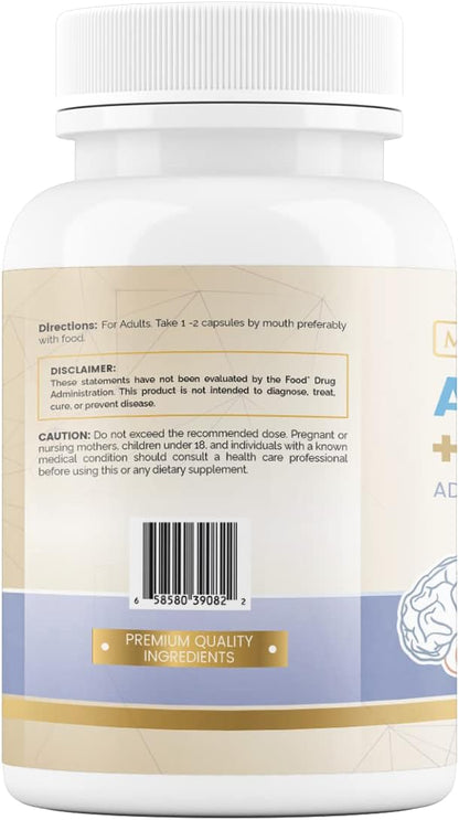 Alpha GPC + Citicoline 60 Capsules, 1600mg Concentrated Formula – Cognitive Support