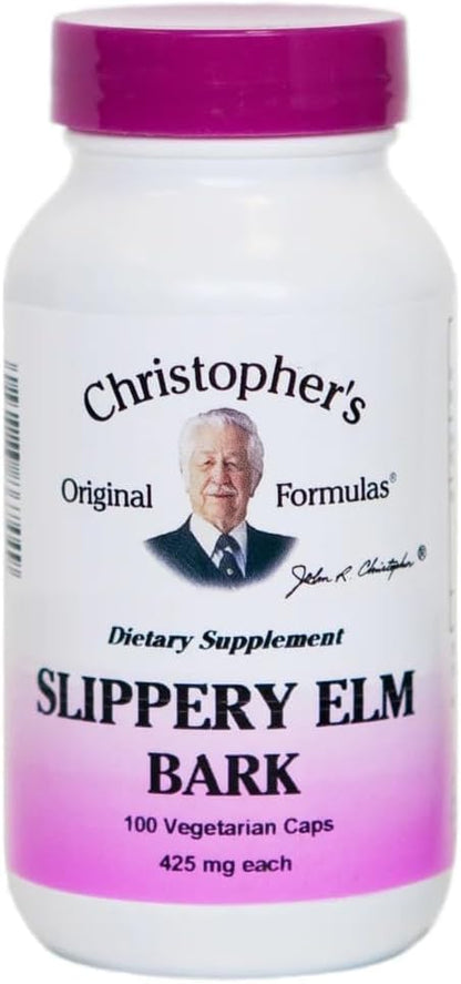 Christopher's Original Formulae Slippery Elm, Traditional Digestive Support, 100 Vegetarian Capsules