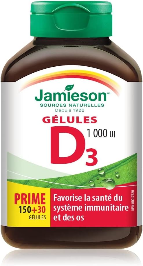 Jamieson Vitamin D 1000 IU (25 mcg) Softgels, 180 Count - görsel 2