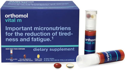 Orthomol Vital M – Daily Multivitamin for Men, with Vitamins A, B, C, D3, E, K, Zinc, Iodine & Omega-3, Supports Energy, Vitality, Immune Health & Metabolism, 30-Day Supply, Liquid & Capsules
