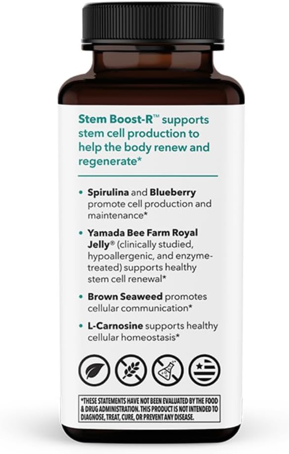 LifeSeasons Stem Boost-R – Stem Cell Support Supplement with Antioxidants, Royal Jelly, Spirulina, Blueberry, Brown Seaweed & L-Carnosine (120 Capsules, Pack of 2) - görsel 4