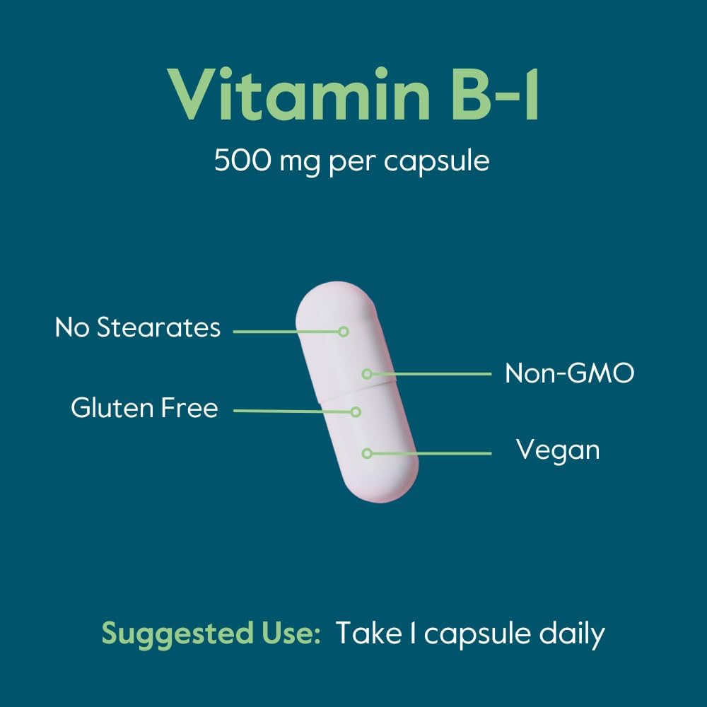 BESTVITE Vitamin B-1 (Thiamin) 500mg - 240 Vegetarian Capsules (2 x 120) - görsel 5