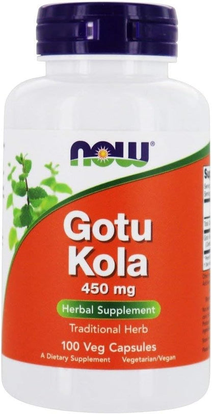 NOW Foods Gotu Kola - 450 mg, 100 Vegetarian Capsules (Pack of 2)