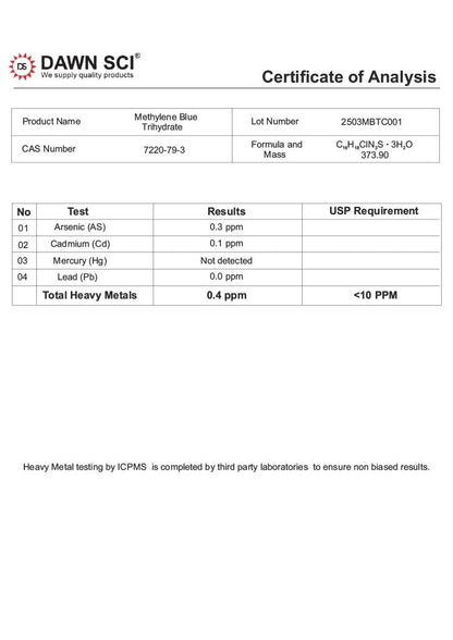 Methylene Blue Powder – USP/Pharma Grade, Third Party Tested – 1 Gram
