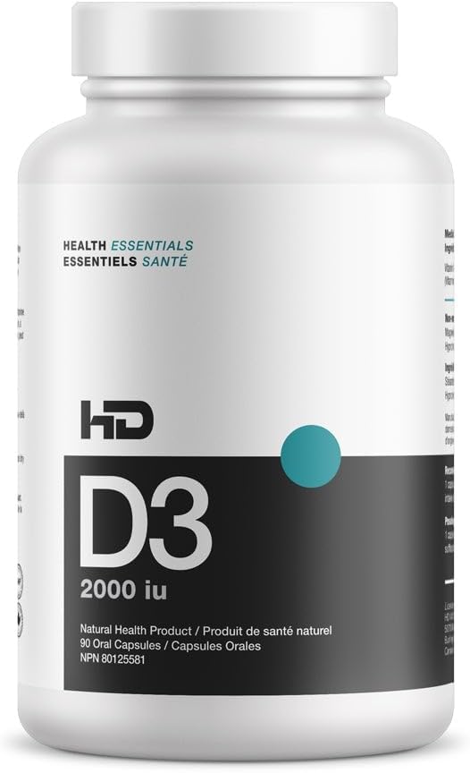 HD MUSCLE HealthHD D3 - 2000 IU Vitamin D3 Supplement - 90 Capsules - görsel 1