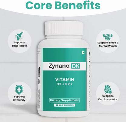 DK | Vegan Vitamin D3 10,000 IU, Vitamin K2 120 mcg with MCT Powder, Vegetarian Vitamin D3 K2 for Women and Men, Lichen Vitamin D3 - 60 Gluten-free Capsules