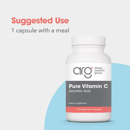 Allergy Research Group ARG Pure Vitamin C - Unbuffered Ascorbic Acid 2,000 mg - 100 Capsules