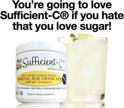 Sufficient-C 4,000mg High-Dose Vitamin C Lemon & Peach Drink Mix – 250g
