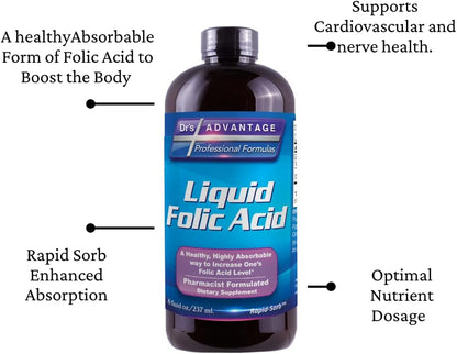 Liquid Folic Acid 800 mcg, 8 oz