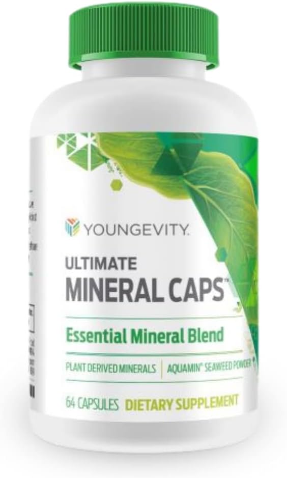 Youngevity Ultimate Mineral Caps™ - 70+ Essential Full Spectrum Trace Minerals - Nutrient-Dense, Derived from Humic & Aquamin Seaweed (64 Capsules) - görsel 1