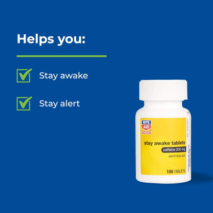 Rite Aid Stay Awake Caffeine Tablets, 200 mg, 100 Tablets