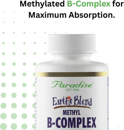 Paradise Herbs Earth's Blend B-Complex - Methylated B Vitamins with Superfoods, 60 Capsules