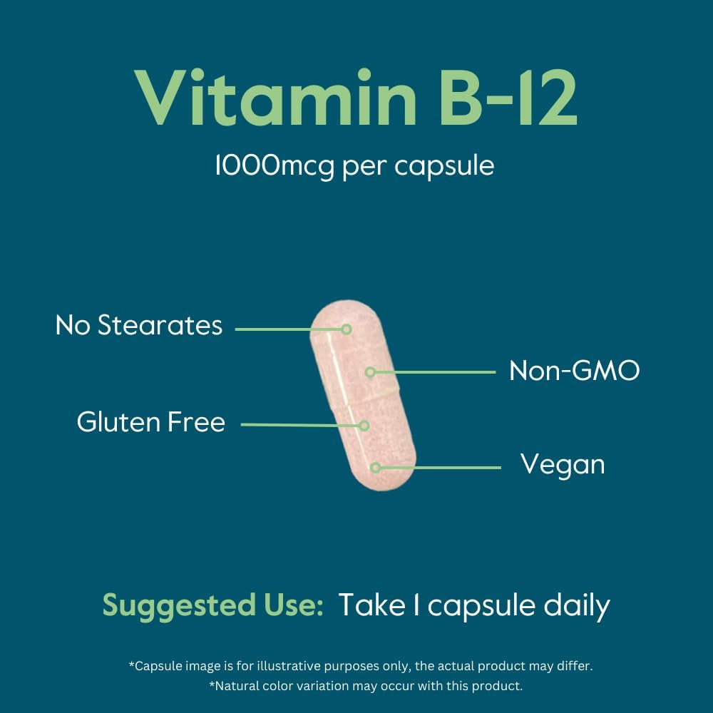 BESTVITE Vitamin B12 (Methylcobalamin) 1000mcg, 240 Vegetarian Capsules - görsel 5