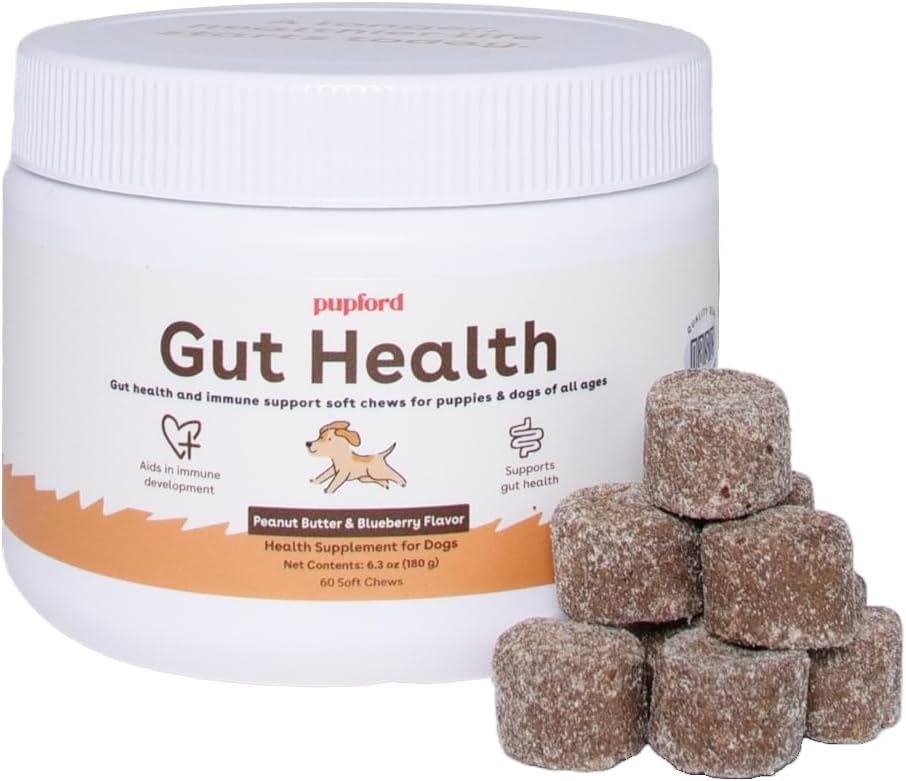 Pupford Gut Health & Immunity Supplement for Puppies and Adult Dogs – Peanut Butter and Jam, 180g (6.3 oz) - görsel 1