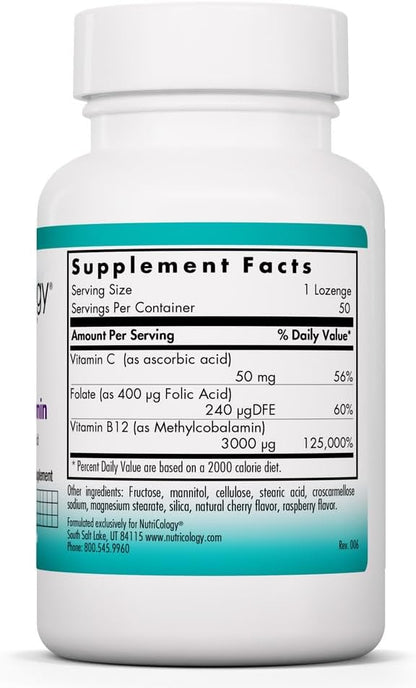 NutriCology B12 Methylcobalamin - Bioactive Vitamin B12 Lozenges
