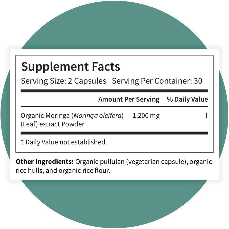 Pattern Wellness Organic Moringa Oleifera Supplement – Antioxidant Support & Cell Function – Whole Leaf Complete Formula – Vegan, Non-GMO – 60 Capsules - görsel 9