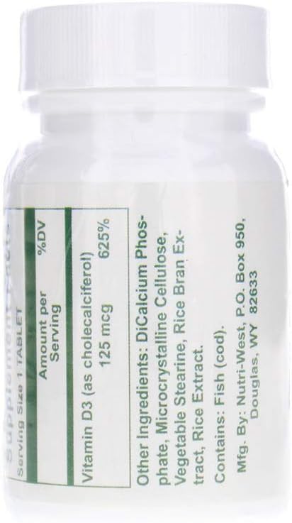 Nutri-West Hi D3 5000 IU Vitamin D3 Supplement - 120 Tablets - görsel 2