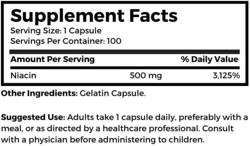 Dr Clark Niacin (Vitamin B3) Supplement – 500mg, 100 Gelatine Capsules - görsel 4