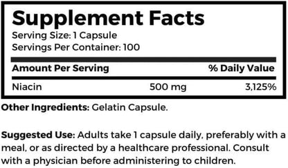 Dr Clark Niacin (Vitamin B3) Supplement – 500mg, 100 Gelatine Capsules