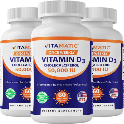 Vitamatic Vitamin D3 50,000 IU Once Weekly, 60 Veg Capsules