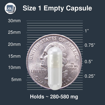 Capsules Size 1 - Clear Gelatine - 500 Count - Empty Pill Capsules - DIY Supplement Capsules - Halal - LFA Tablet Presses