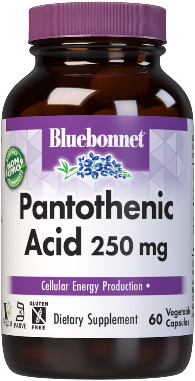 BlueBonnet Nutrition Pantothenic Acid 250 mg – Vitamin B5 Food Supplement, 60 Vegetable Capsules - görsel 1