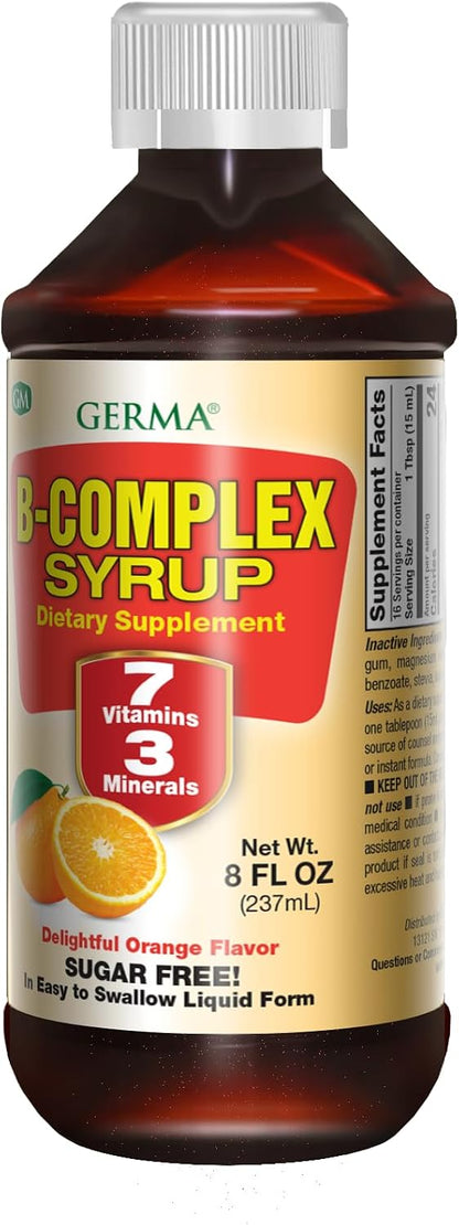 Germa B-Complex Syrup, Sugar Free, Orange Flavour, 8 fl oz