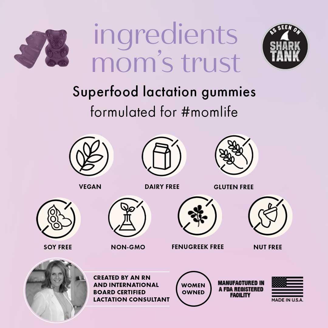 Boobie Bears Lactation Support Gummies | Breastfeeding Supplement with Zinc & Elderberry, 60 Gummies - görsel 2