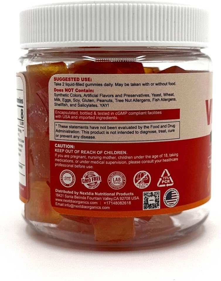 Nextdia Organic Vitamin C Gummies 120mg - Sugar Free Whole Food Immune Support - 60 Sweets - görsel 9