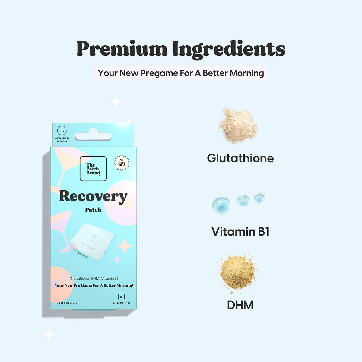 The Patch Brand Recovery Patches - Vitamin B1, DHM, Glutathione - 15 Patches - görsel 3