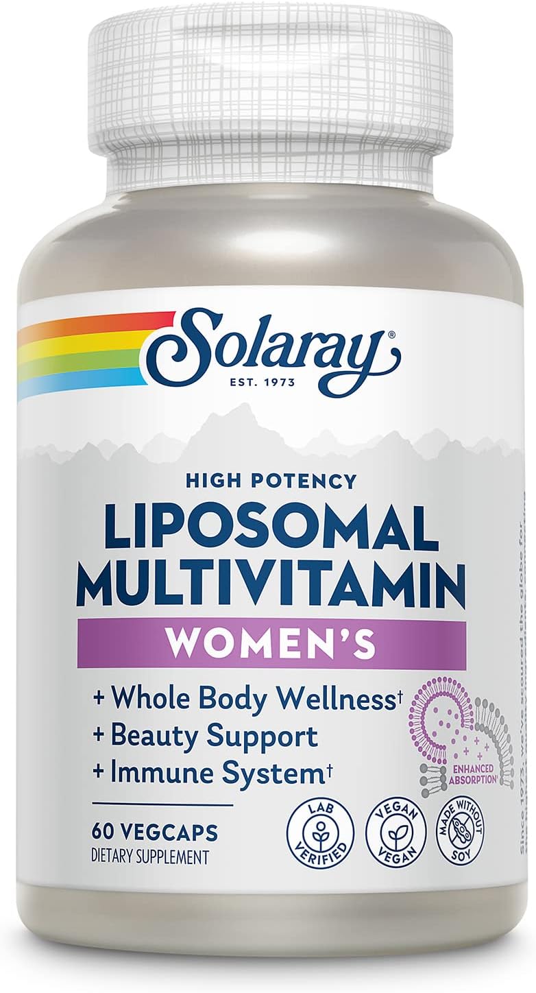SOLARAY Liposomal Multivitamin for Women – High Potency with Iron, Vitamin D, C, B12, Biotin, CoQ10 – Enhanced Absorption – 60 VegCaps - görsel 1