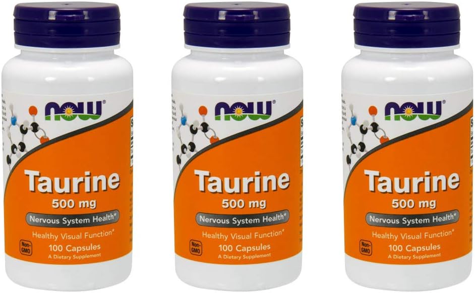 NOW Taurine 500mg, 100 Capsules (Pack of 3) - görsel 1