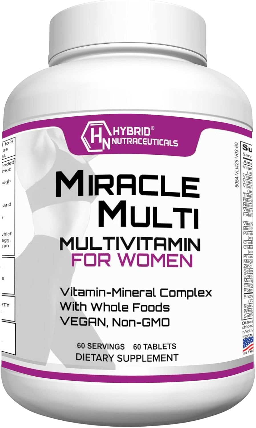 MiracleMulti Women's Multivitamin with Probiotics, Biotin, Folic Acid, Enzymes & Fruit/Vegetable Blend, 60 Capsules (Non-GMO) - görsel 1