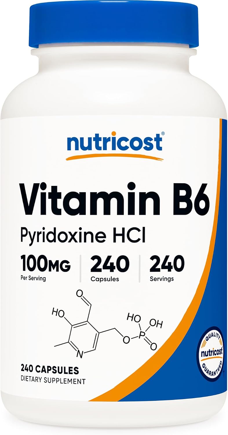 Nutricost Vitamin B6 (Pyridoxine HCl) 100 mg, 240 Capsules - görsel 1
