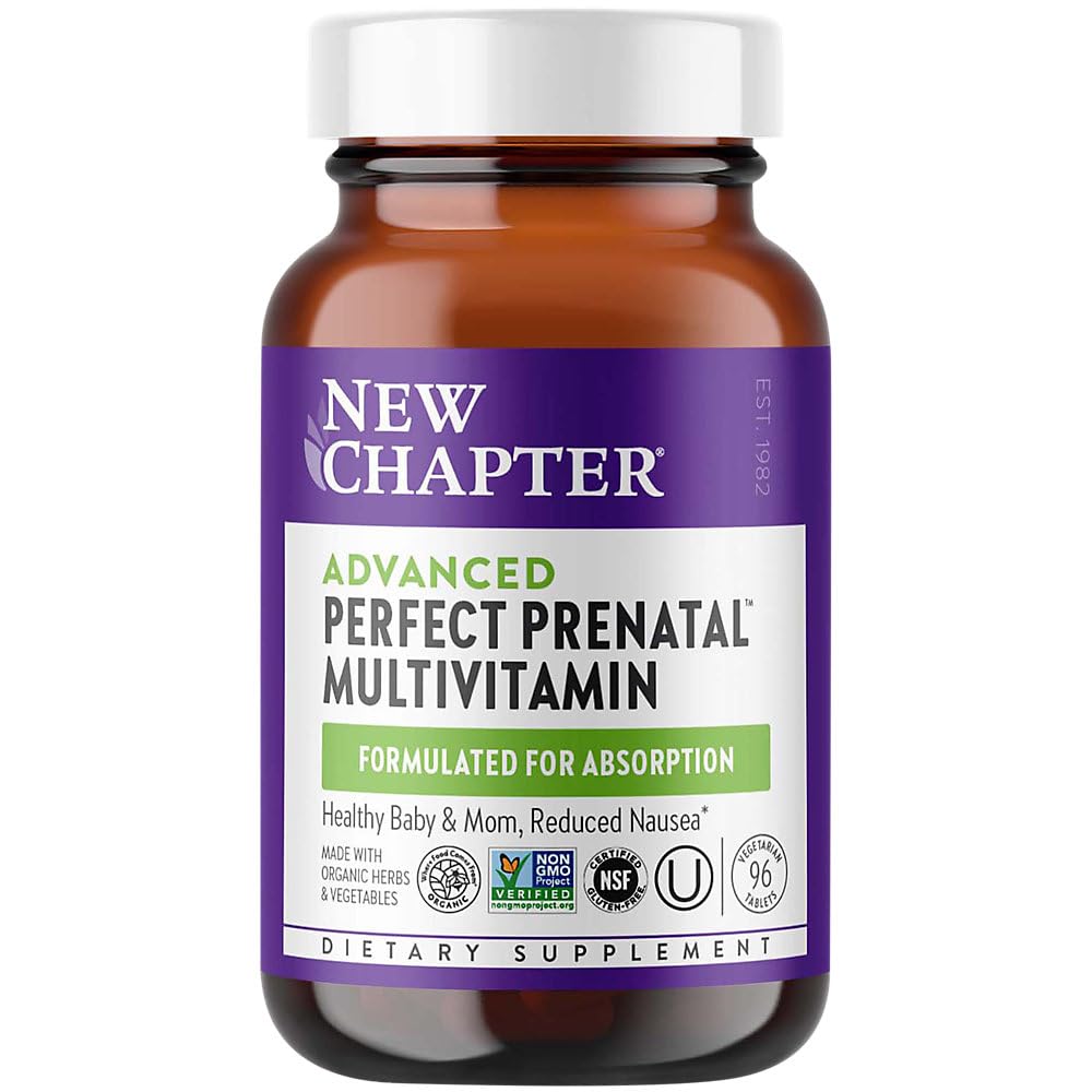 New Chapter Perfect Prenatal Vitamins - 96ct, Organic Prenatal Vitamins, Non-GMO, Fermented, Folate (Methylfolate), Iron, Vitamin D3 - görsel 1