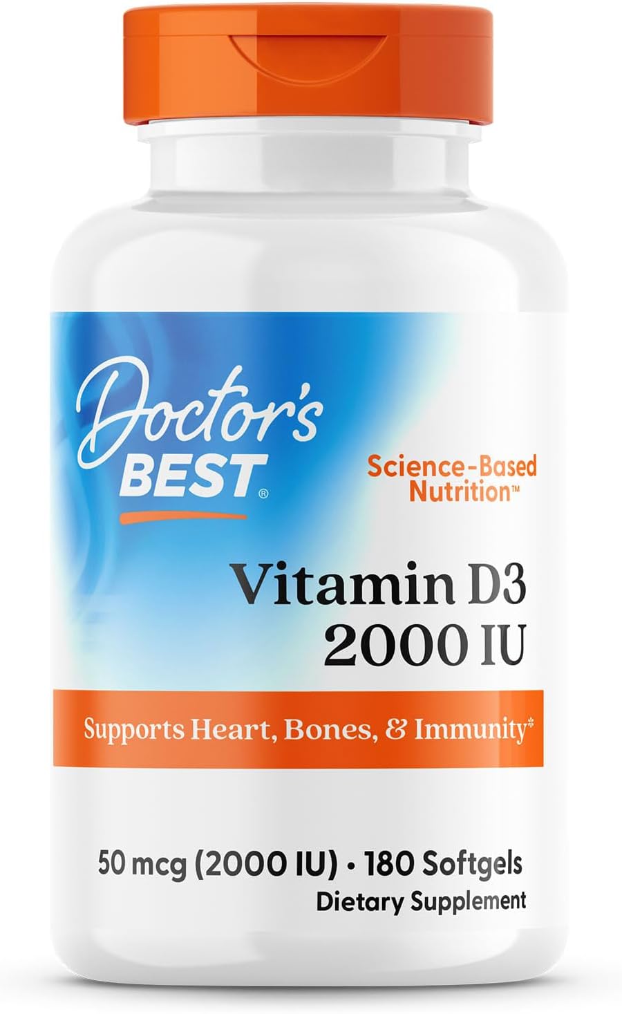 Doctor's Best Vitamin D3 2000 IU Softgels – 180 Count - görsel 1