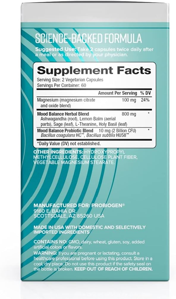 Probiogen Stress & Mood Balance Probiotic Ashwagandha Supplement, 120 Capsules - görsel 5