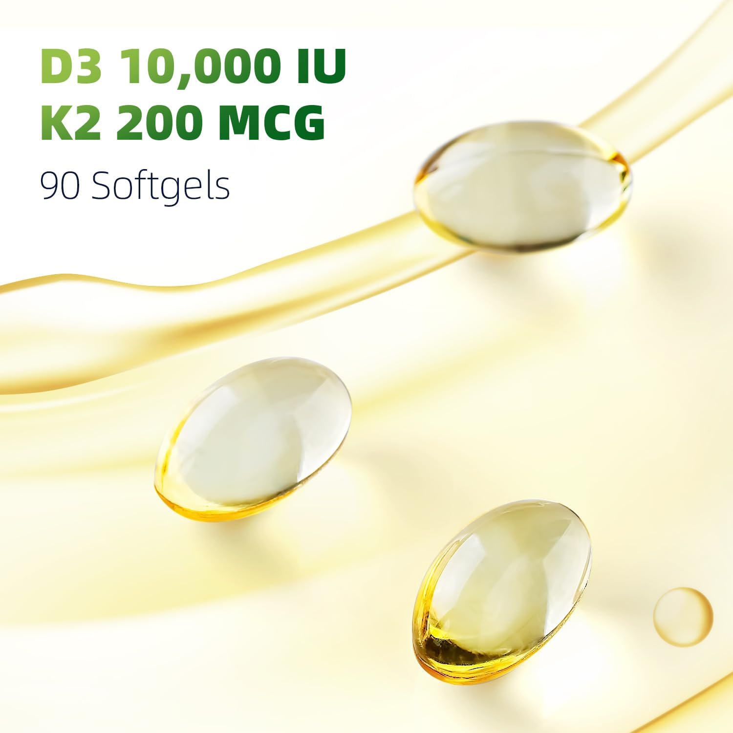 LIVEGIS Vitamin D3 K2 10000 IU with 200 mcg MK-7 Soft gel capsules - 2 Pack (180 Soft gel capsules) - görsel 3