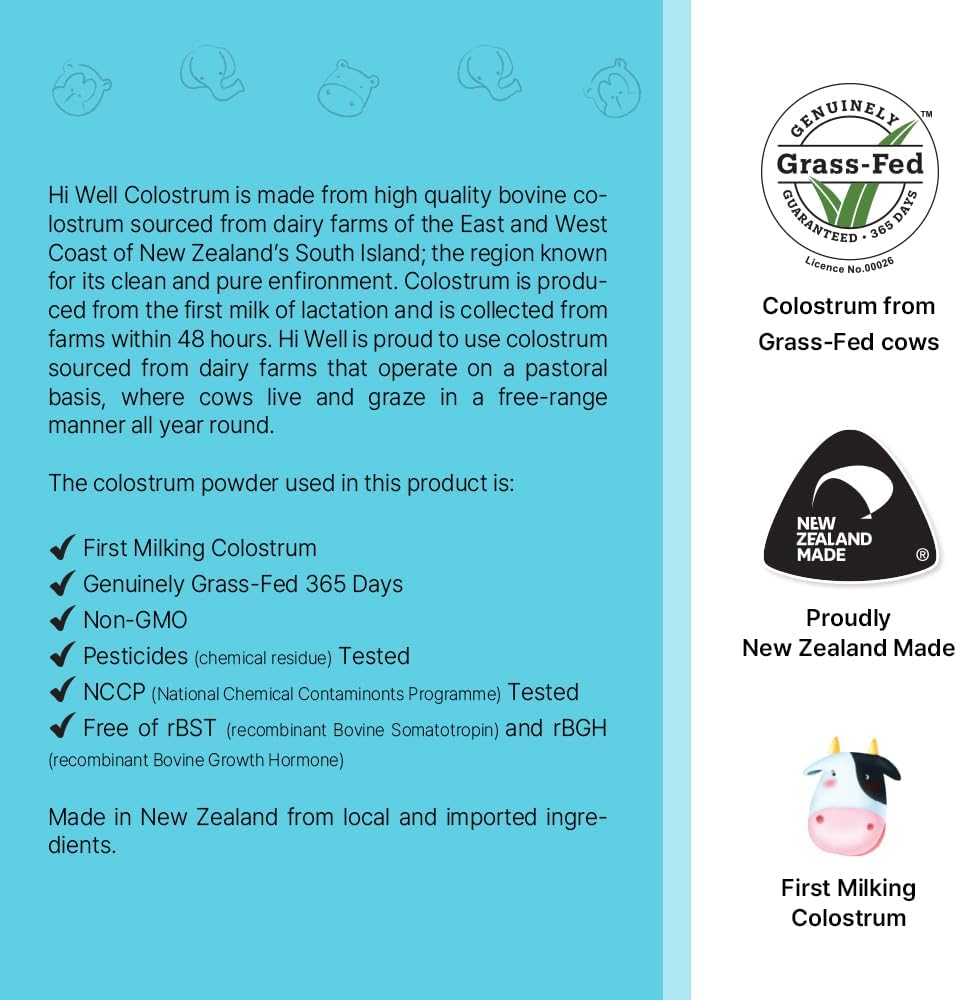 Hi Well Premium Grass-Fed Colostrum 1500 – 120 Tablets (2-Pack) - görsel 6